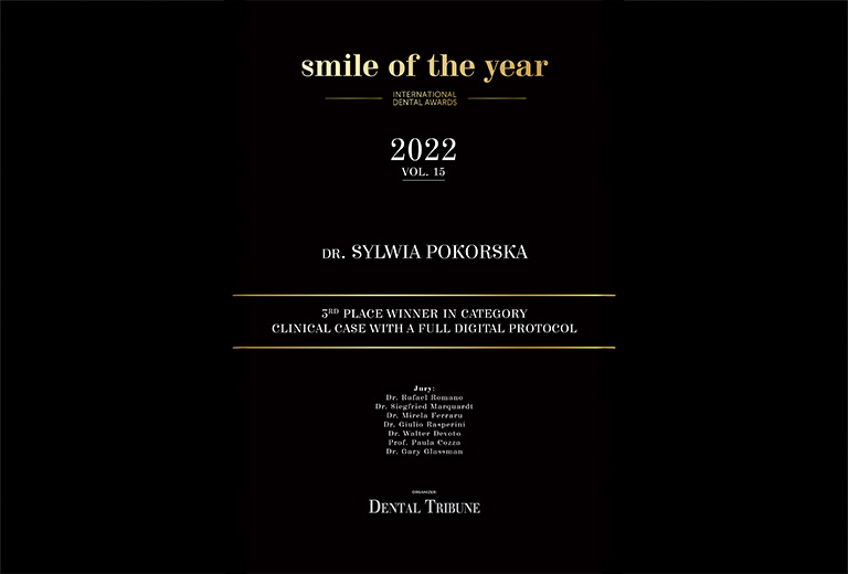 Międzynarodowy Konkurs Smile of The Year 2022 by Dental Tribune III miejsce
