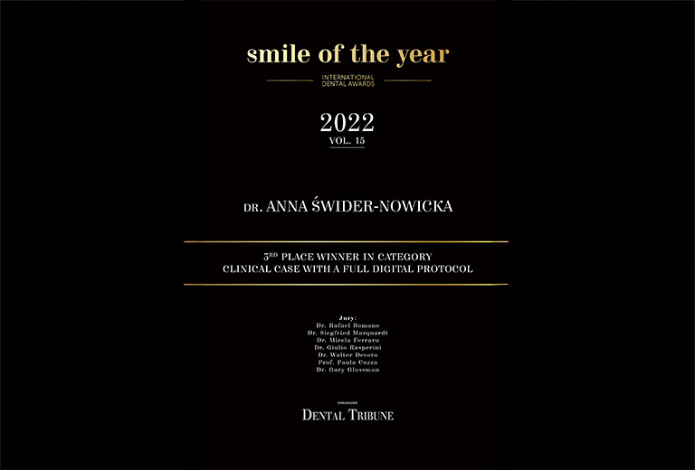 Międzynarodowy Konkurs Smile of The Year 2022 by Dental Tribune III miejsce